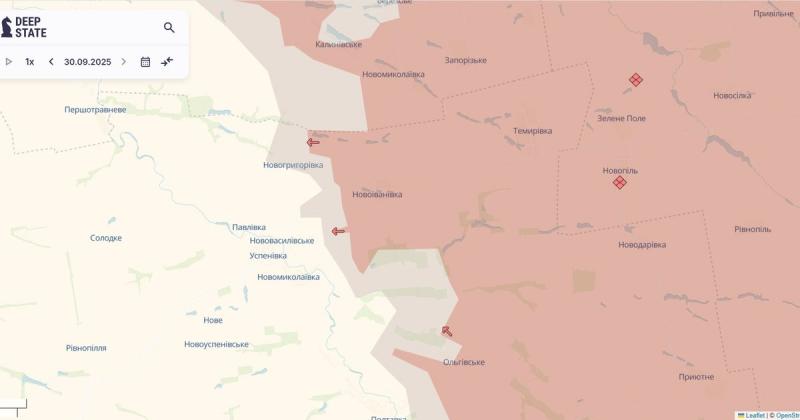 Війська Російської Федерації зробили крок вперед у напрямку Новоіванівки, Тернового та Степового, згідно з даними DeepState. КАРТИ.