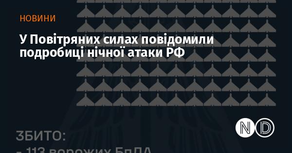 У Повітряних силах України розкрили деталі нічного нападу Російської Федерації.