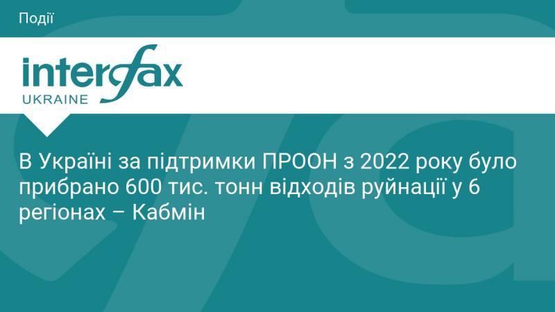 В Україні, завдяки підтримці ПРООН, з 2022 року було ліквідовано 600 тисяч тонн відходів після руйнувань у шести регіонах, повідомляє Кабінет Міністрів.