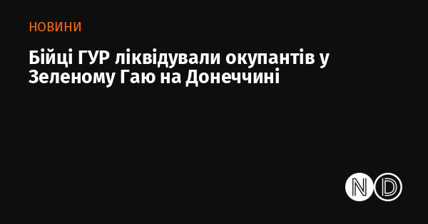 Бійці ГУР знищили ворогів у Зеленому Гаю, що на Донеччині.